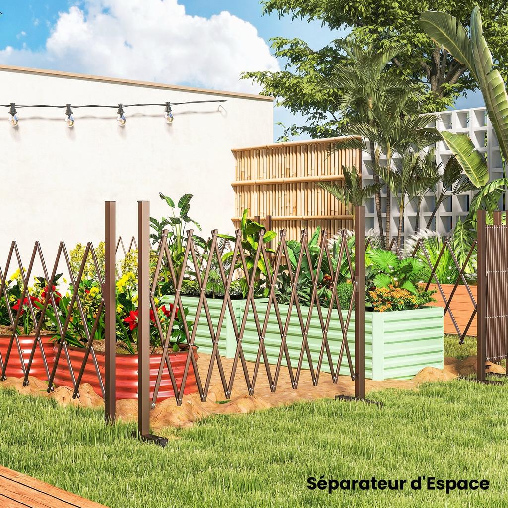 Expanding Trellis Fence, Freestanding Movable Fence, Foldable Garden Screen Panel, 250 x 103.5 cm, Dark Brown