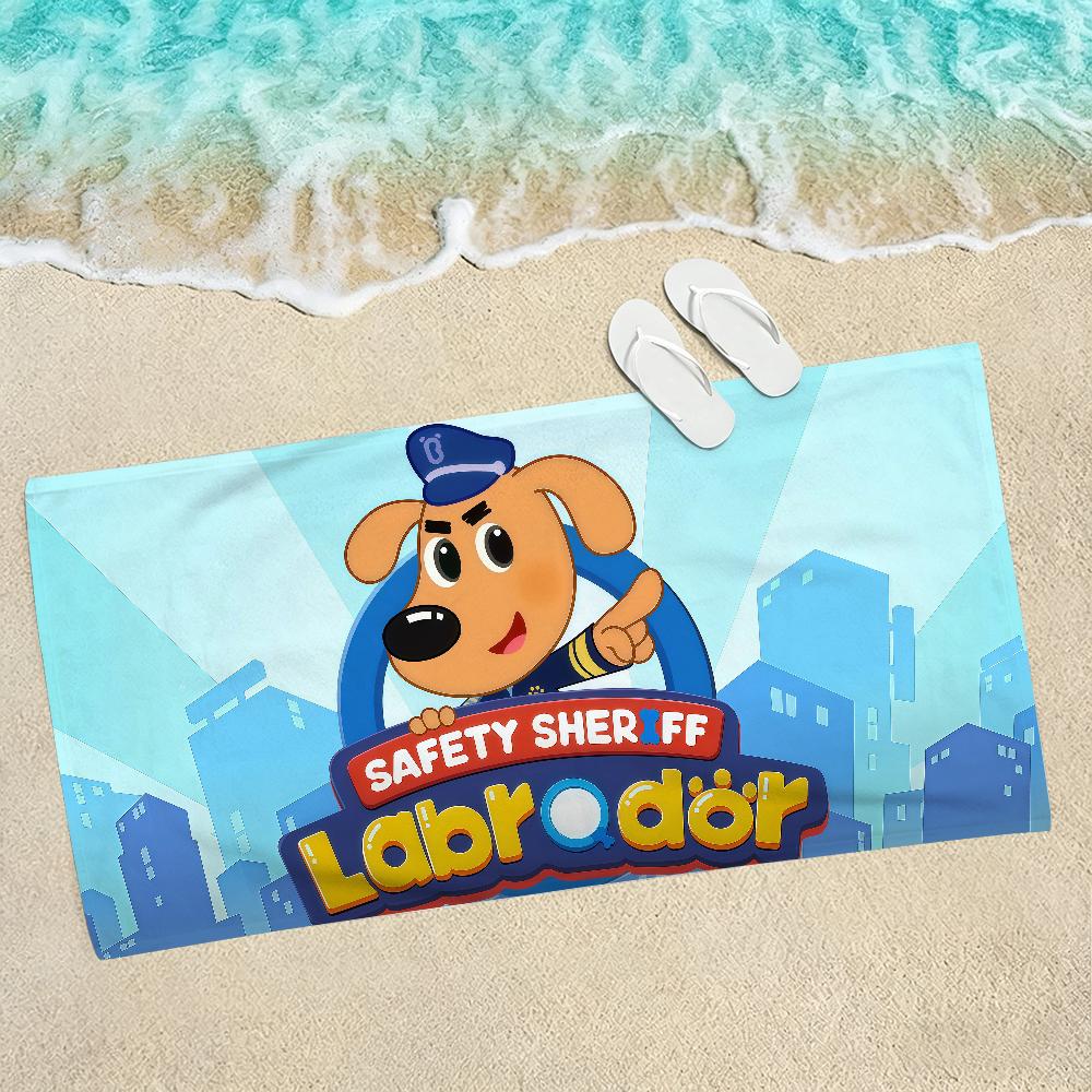 Cartoon S-Safety S-Sheriff L-Labrador Towel Towels For Beaches Yoga Studios Gyms Hot Springs Swimming Pools And Picnics