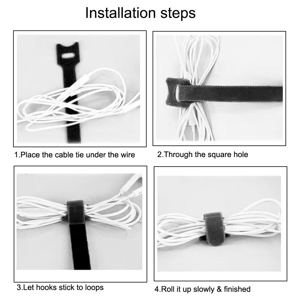 100pcs Releasable Cable Organizer Ties Mouse Earphones Wire Management Nylon Cable Ties Reusable Loop Hoop Tape Straps Tie