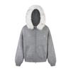 Baifeng Women's Hooded Cardigan with Detachable Fur Collar