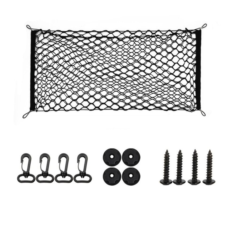 

Adjustable Trunk Storage Net Universal Luggage Mesh Net Large Car Mesh Storage Bag SUV 90x40cm-double layer