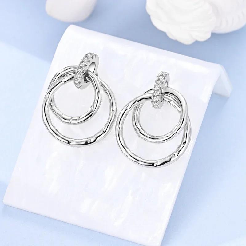 925 Sterling Copper Lucky Guardian Ear Zircon Original Design Earrings Color Zircon Making for Women Girl Wedding Party Gifts