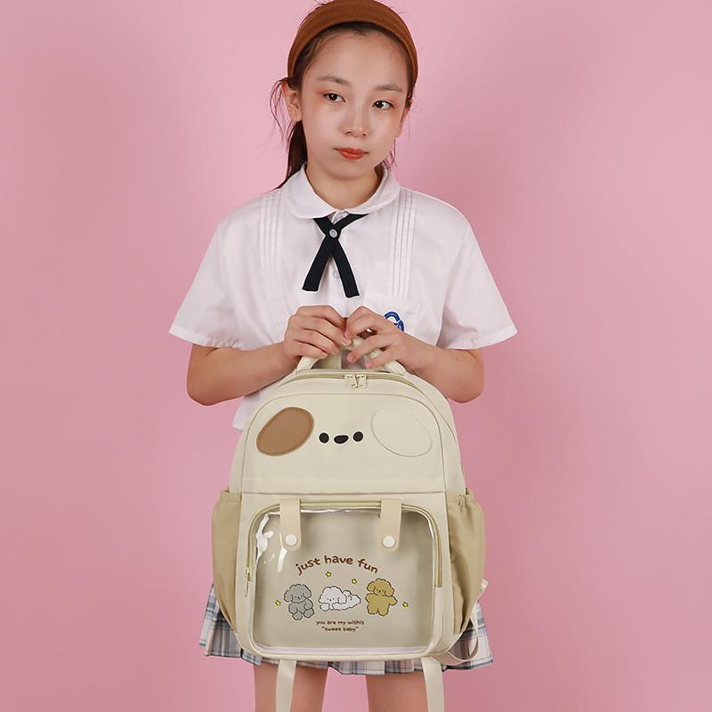 Letter Cartoon Puppy Kids Clear Backpack Cute Animal Design Toddler Bag School