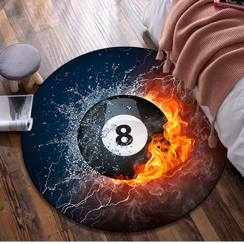 Fire And Water ball Circular Rug - Office Decorative Carpet For Living Room Bedroom Door Mat Floor Rug Computer Chair Area Rug