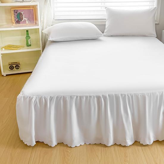 Ruffled Bed Skirt King Size Bed Skirt with Platform Queen Size Wrinkle-Free Fade Resistant Bed Skirt for Bedroom Hotel Women Men