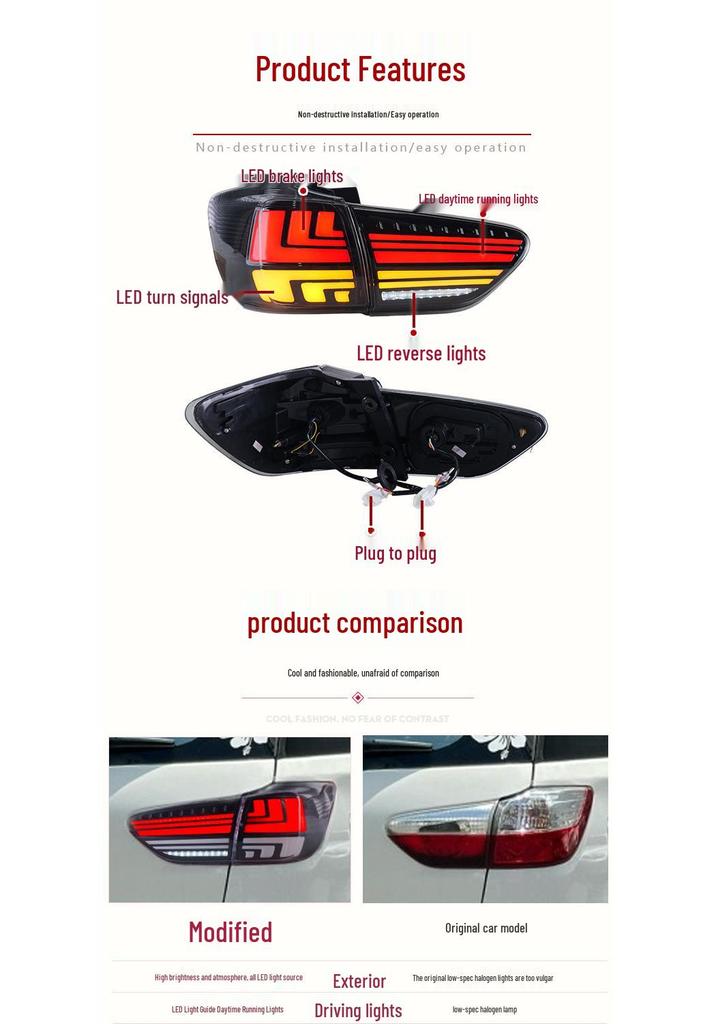 LED Taillight Assembly with Flowing Turn Signal for 2009-2015 Toyota Wish