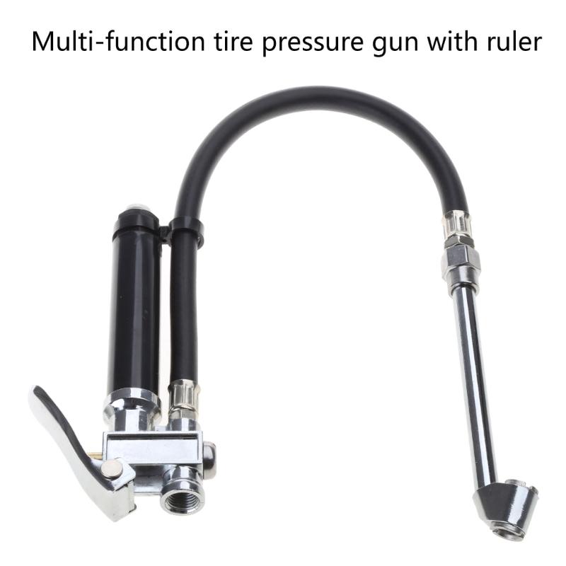 Heavy Duty 10-120 PSI Bayonet Style Inflator Gauge with Hose and 'Straight On' Chuck Wheel Tire Air Compressors