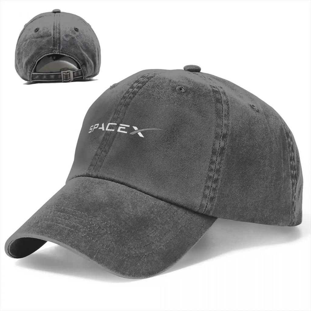 2026 Vintage Ponytail Baseball Cap Adjustable Sunhat Spacex White Logo Spring Summer Cap Washed Casquette Casual