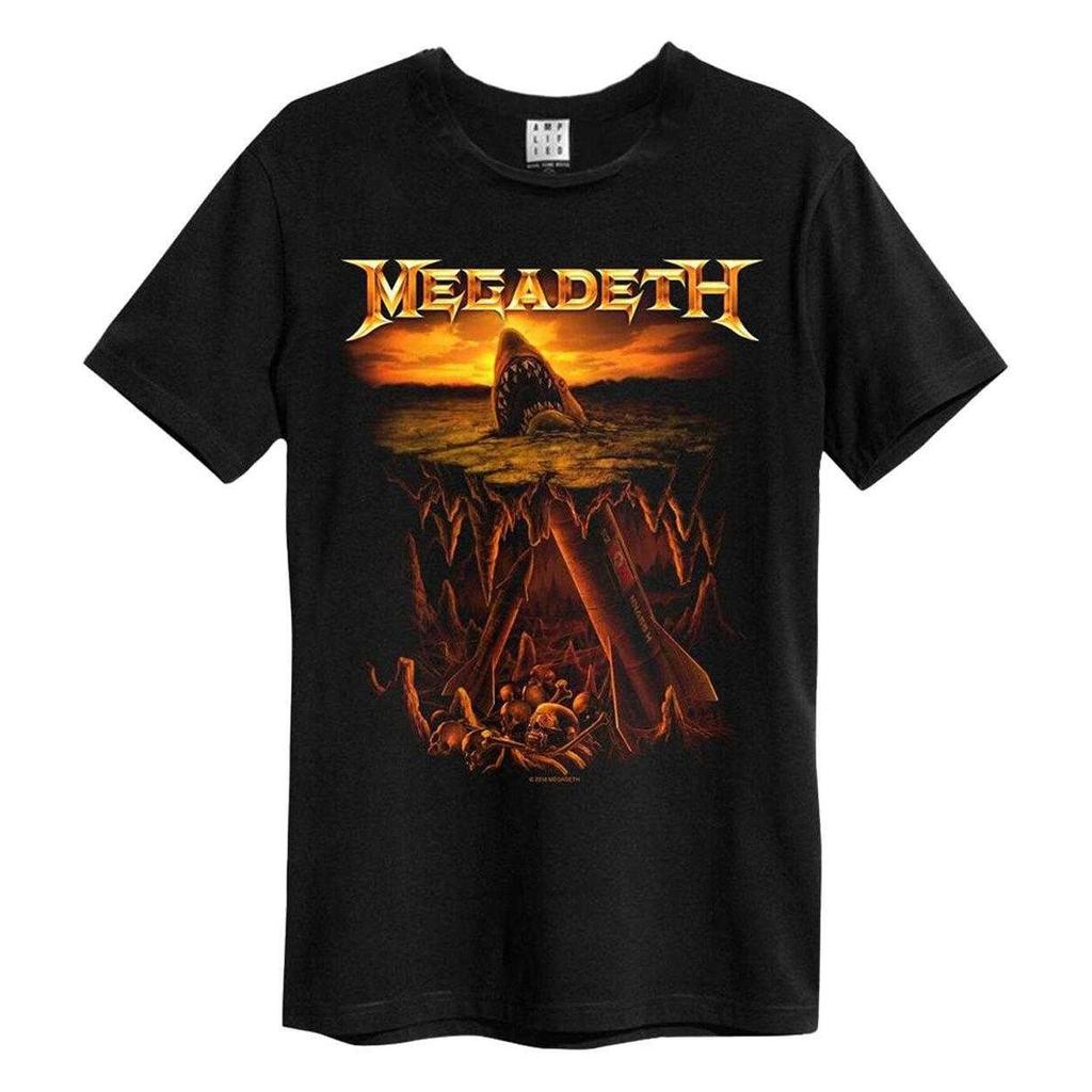 Amplified Unisex Adult Shark Nukes Megadeth T-Shirt