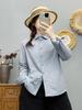Women's Solid Color Cotton-Padded Shirt Jacket with Pointed Collar - Autumn/Winter Warm Top 86551