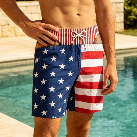 Activewear for Water Sports Men Hairy Booty Shorts, 3D Butt Print Beach Elastic Waist Board Shorts Funny Patriotic Swim Trunks Summer Vacation