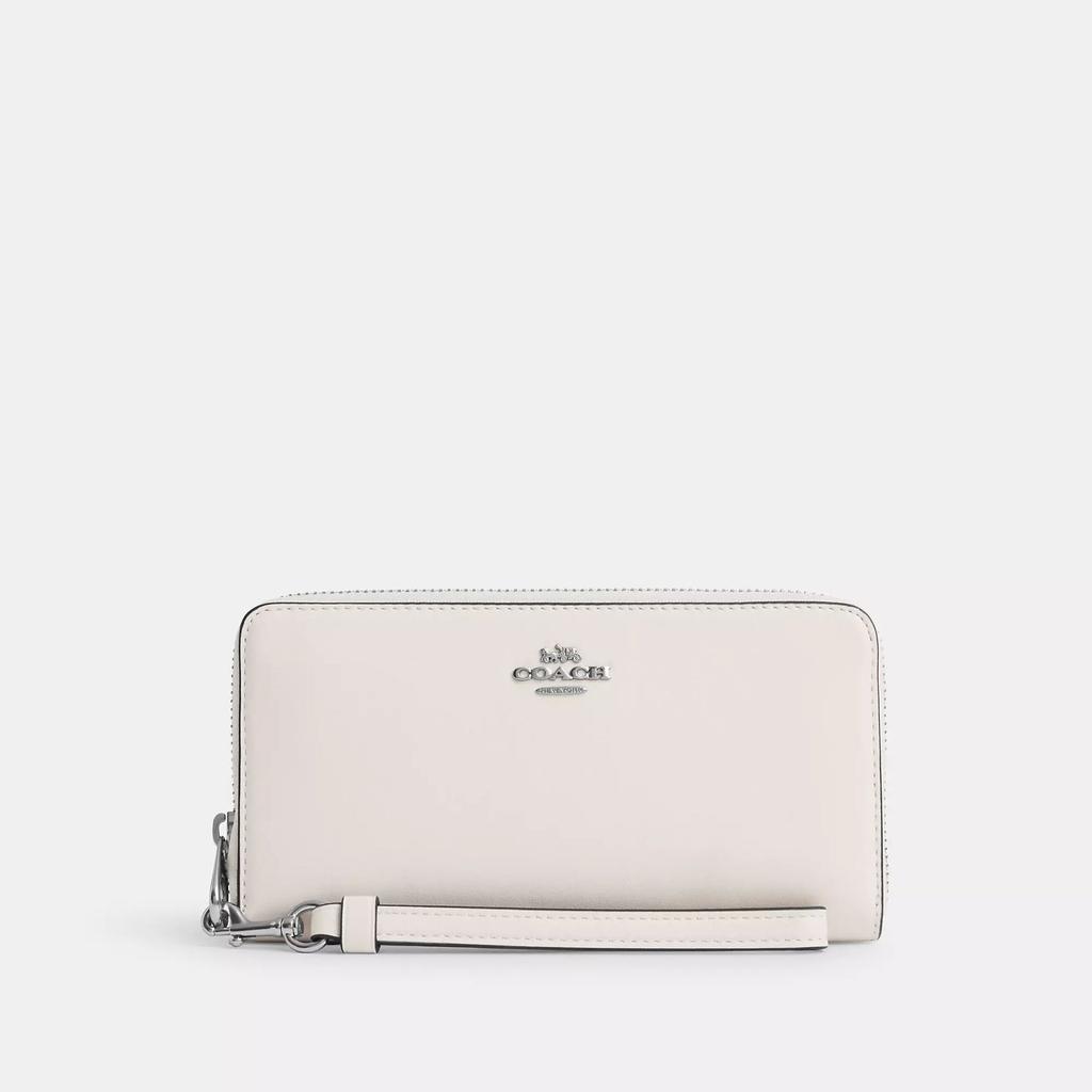 Coach Long Zip Around Wallet Silver Black