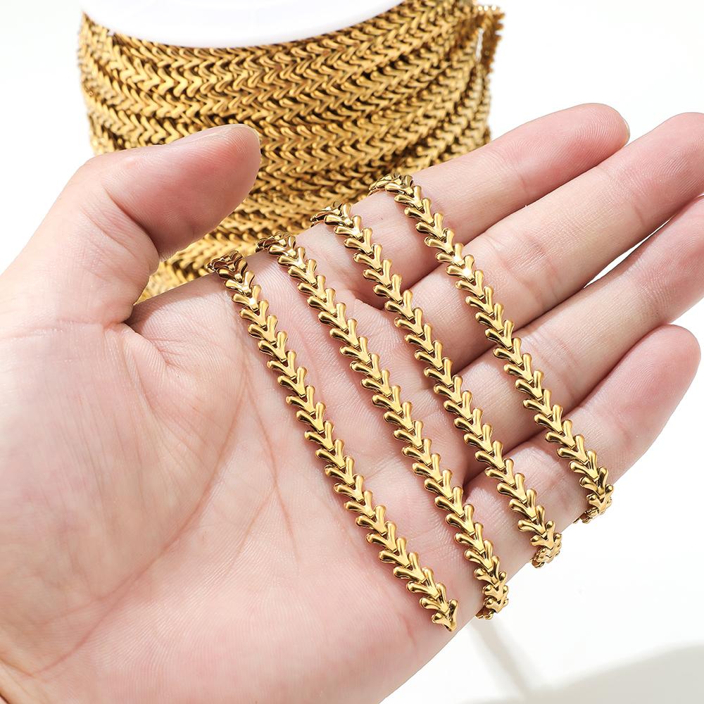 1 Meter Stainless Steel Gold Plated Chevron Bone Hollow Chains for DIY Jewelry Earrings Making Necklaces Bracelets  Accessories