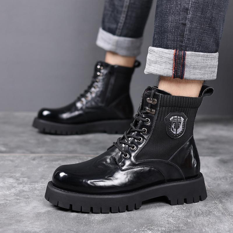 Retro Genuine Leather Men's Ankle Boots Autumn Winter Designer Velvet Warm Work Shoes Man Casual  Platform Boots Male