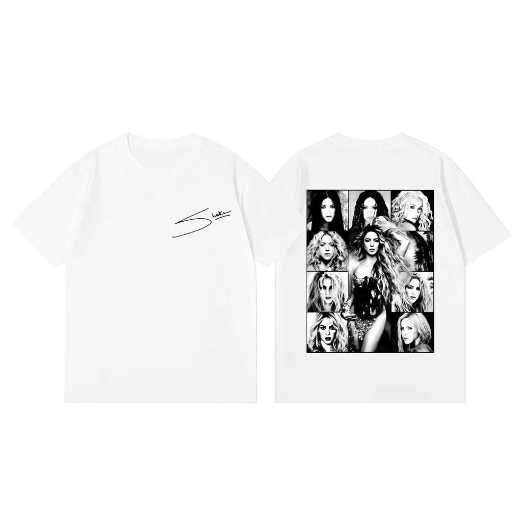 High Quality Cotton Oversized T-shirt Singer Shakira World Tour 2026 Graphic T Shirts Unisex Women Fashion Trend Vintage T-shirts