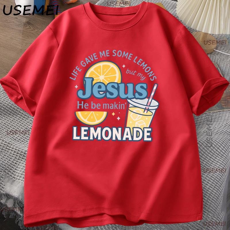 Life Gave Me Some Lemons But My Jesus T Shirt Lemonade Tee Child of God Faith Christian Bible Verse Tshirt Unisex Women Clothes S
