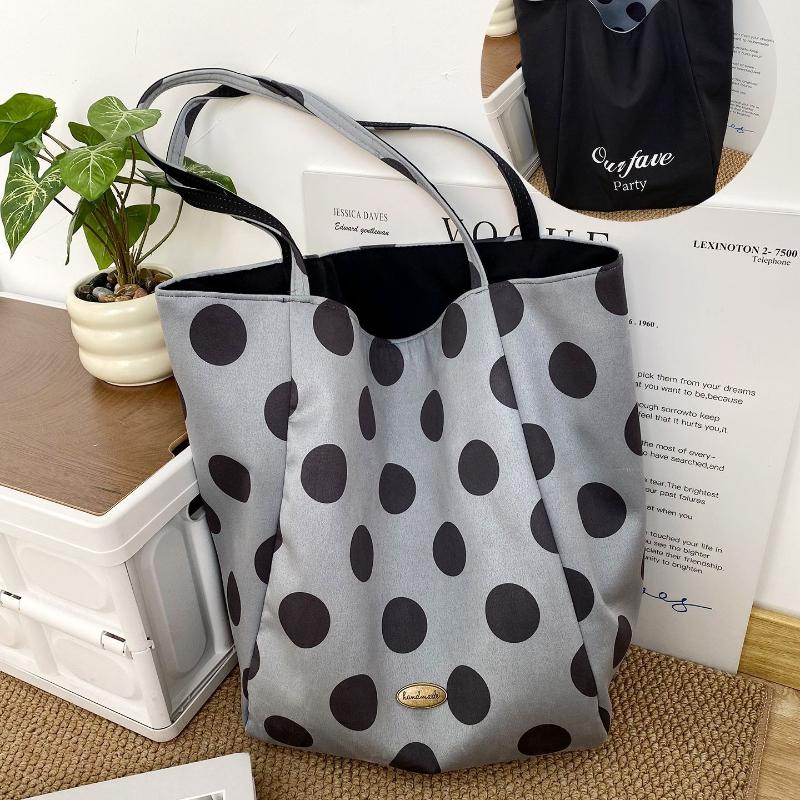 Bright Color Polka Dot Double-sided Back Nylon Women's Shoulder Bags Versatile Ladies Shopping Bag Large Capacity Female Handbag