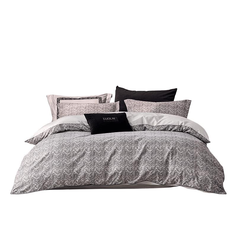 Luolai 60s Pure Cotton Brushed Bedding Set 1.8m 4-Piece Sheet Set (Duvet 220x250cm)