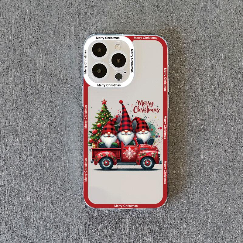 Merry Christmas Tree Santa Claus Phone Case For iphone 13 12 11 Pro Max 15 14 Plus Pro Max X XR XS Scenery Transparent Covers