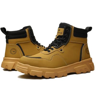 Trendy High-Top Yellow Work Shoes Anti-Slip Steel Toe Gusiya Safety Shoes