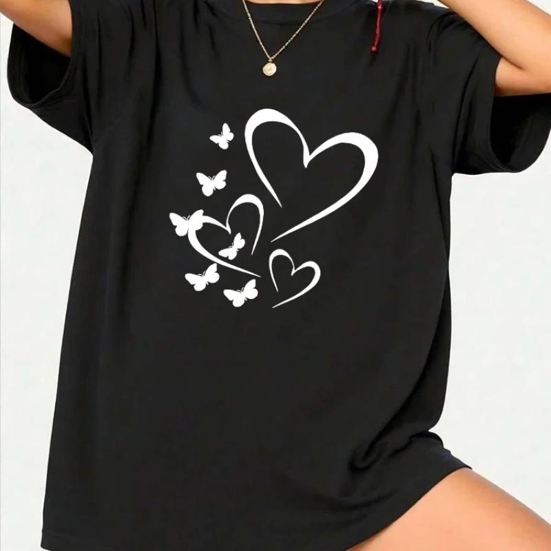 Womens T-shirt Cotton Print Casual O-neck Short Sleeve Outdoor Sports Jogging Tops Summer Hot Sales Loose Streetwear Tees