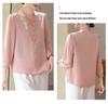 Mom's Spring Style: New 2026 Chinese-Inspired Blouse for Middle-Aged & Elderly Women - Round Neck, Thin Fabric