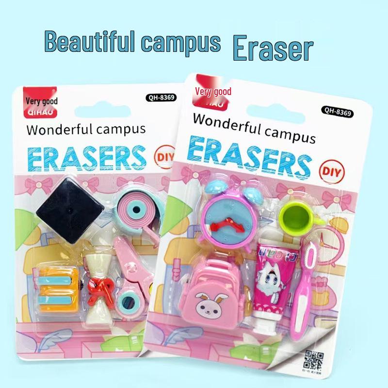 Adorable Cartoon Mini Eraser Set for Students – Perfect Back-to-School Gift