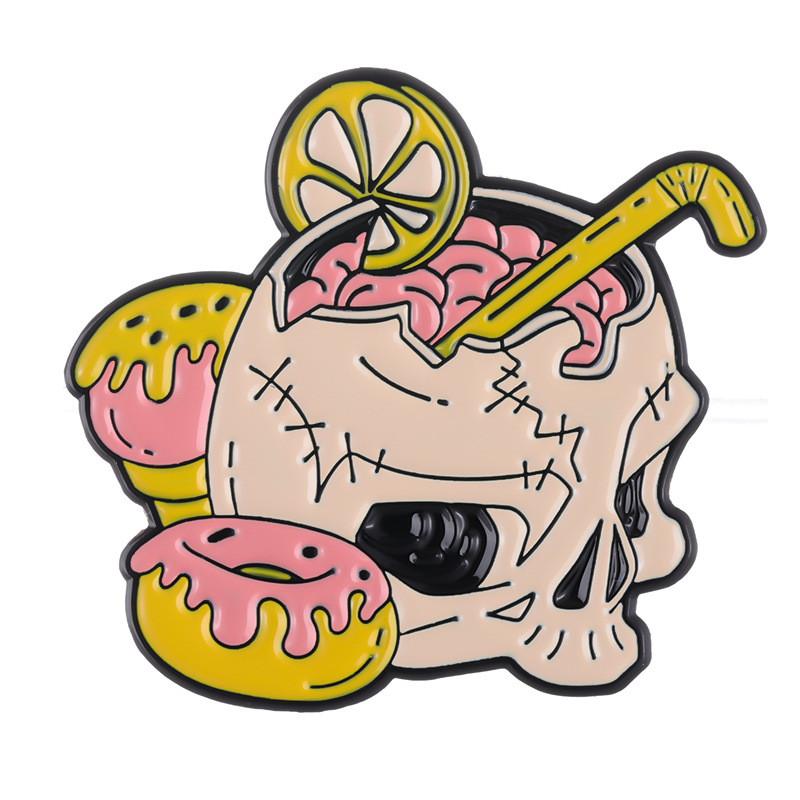Skull Distinctive Pink Animal Brooch Creative Pin Stylish Design In Alloy Material For Genders All