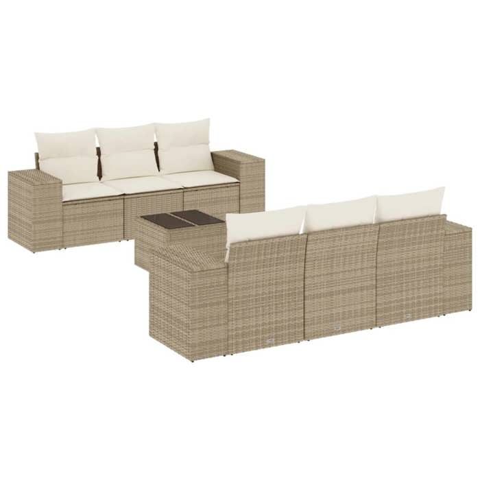 VidaXL Garden Lounge Set with Cushions 7 Pcs, Patio Sofas, Patio Furniture Set, Outdoor Furniture, Beige 3254645
