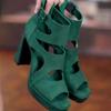 Summer New Versatile Fashion Open Toe High Heel Sandals Women's Cutout Zip Platform Fish Mouth Shoes