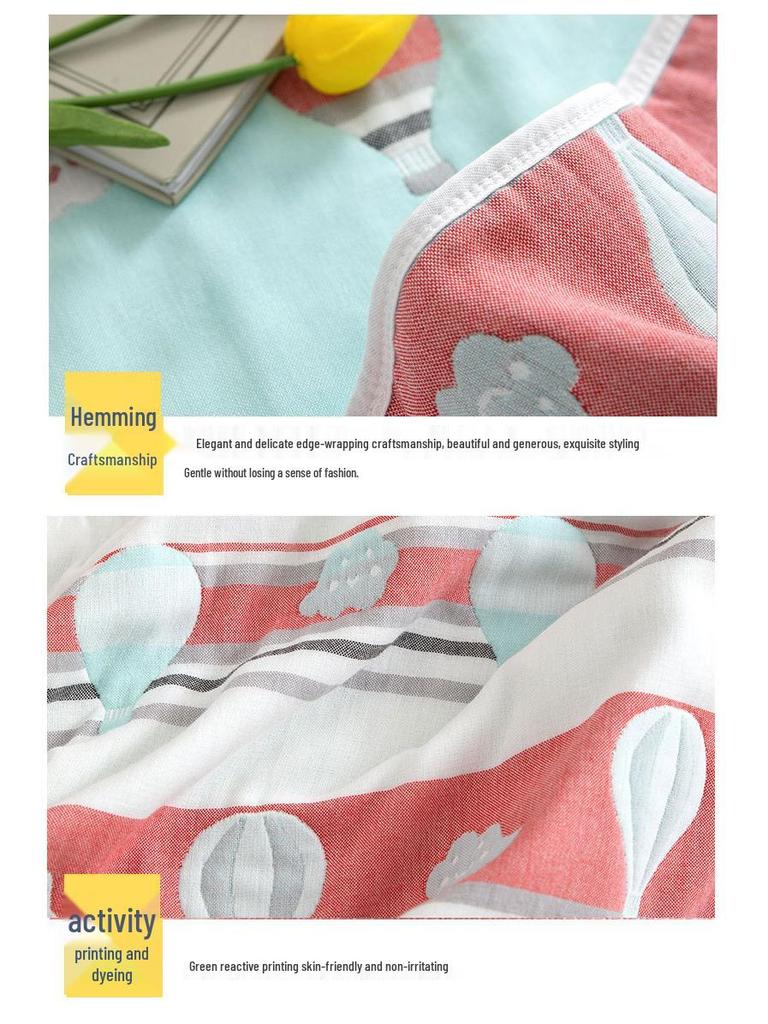 Class A 100% Cotton Six-Layer Gauze Blanket for Children - Lightweight Air Conditioning Quilt, Available In Single/Double Sizes for Summer