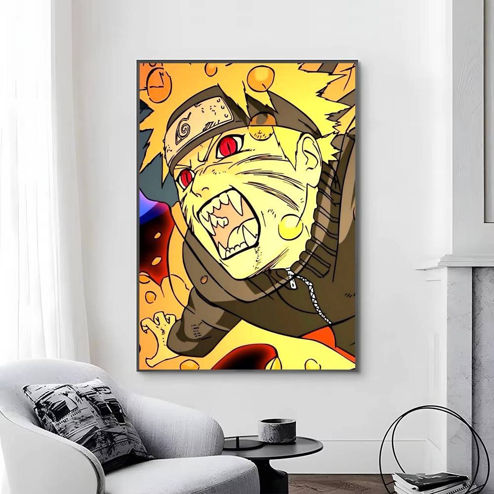 1pc Anime Characters U-Uzumaki N-Naruto posters Self-adhesive Paper Print Home Living Room Bedroom Entrance Bar Cafe Art