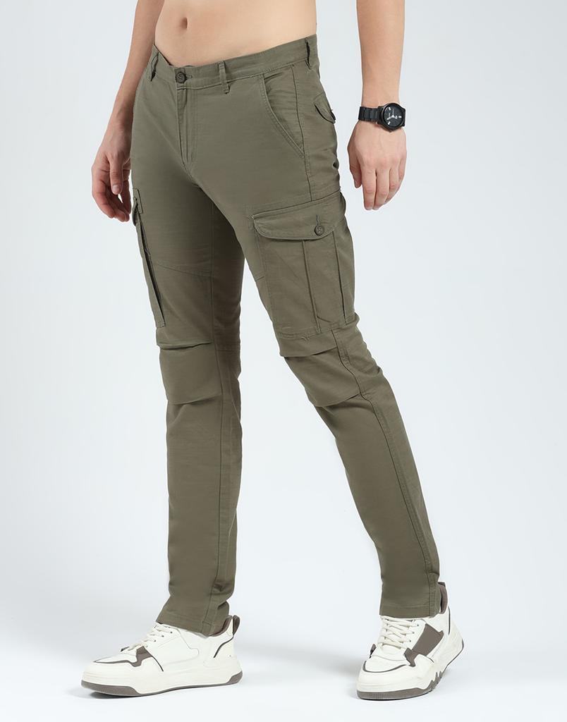 Monte Carlo Men's Slim Fit Solid Cargo Pants