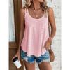 Women Sleeveless Camisole Tank Top White Round Neck Eyelet Pattern