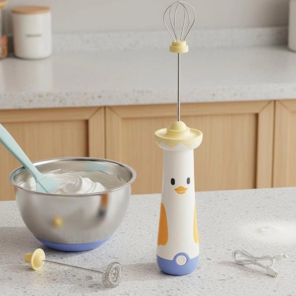 Cartoon USB Wireless Electric Whisk Stainless Steel Hand Blender Multi-Use Egg Beater Baking