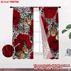 Set Of 2 Flat Printing Happy Valentine Day Curtain Romantic Red Roses Digital Printed Polyester Drapes Birthday Party