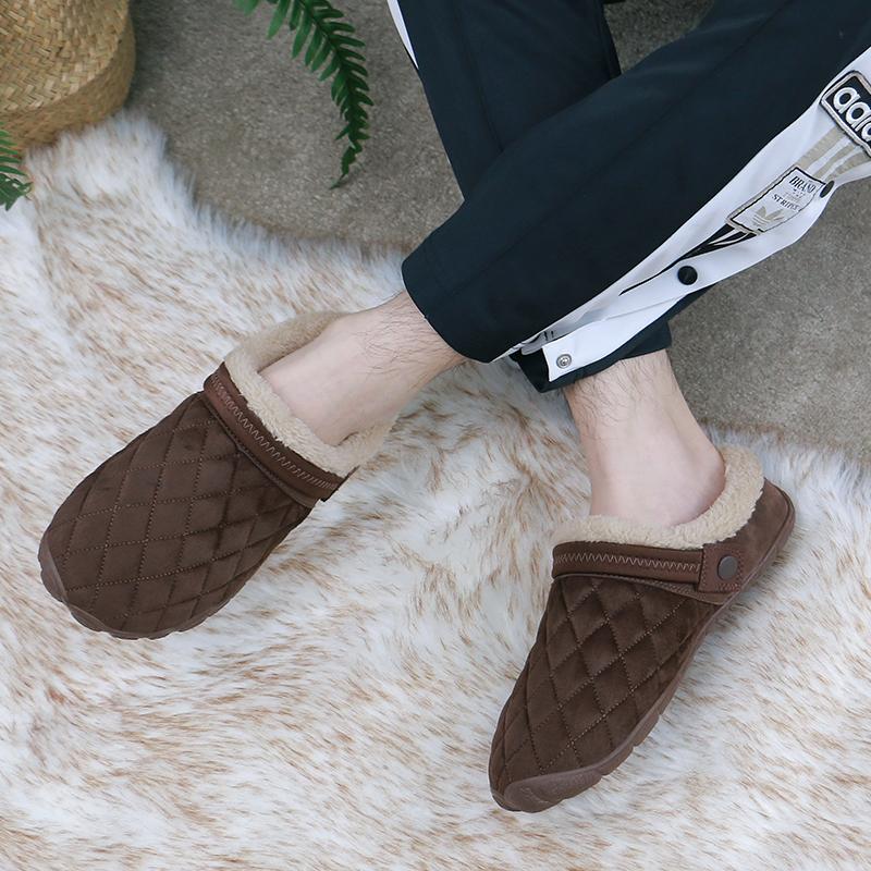 Winter Men Slippers With Thick Plush Indoor Mens Fur Slides Plus Size 47 48 Warm Bedroom Men's Shoes House Slipper Shoes Male