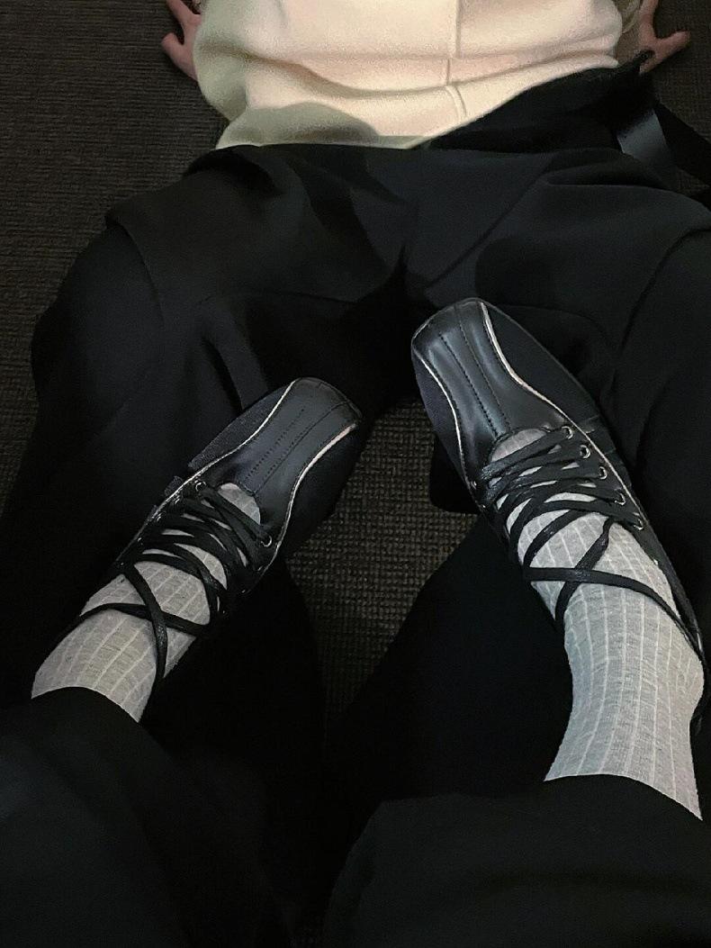 

Sheepskin version~ straps leather platform ballet shoes women s shoes muffin silver single shoes ballet Mary Jane small leather shoes 40