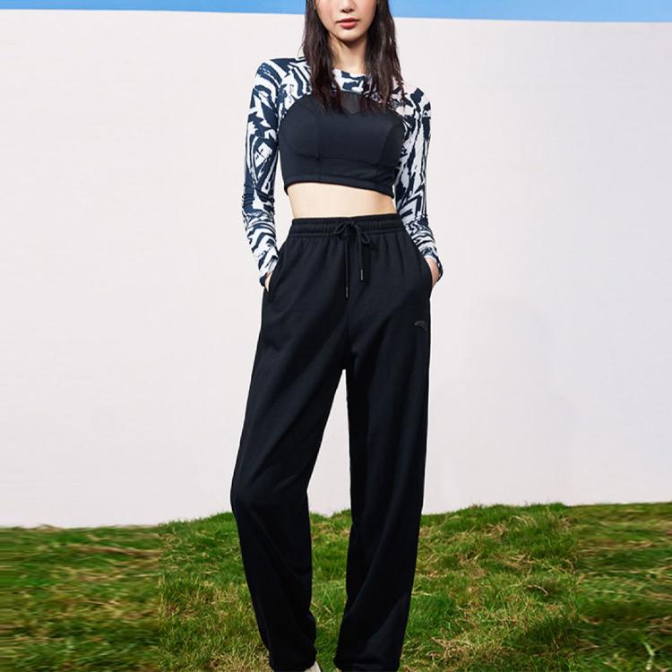 Anta Zebra Print Round Neck Pullover Short Sleeve T-Shirt Women Tops Basic-Black 162317402-1