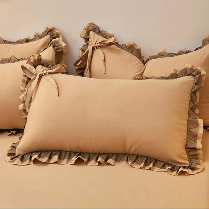 

Мереживна наволочка Корейська версія з бантом Пара зручних для шкіри матових наволочок Модна одноколірна наволочка Внутрішня підкладка