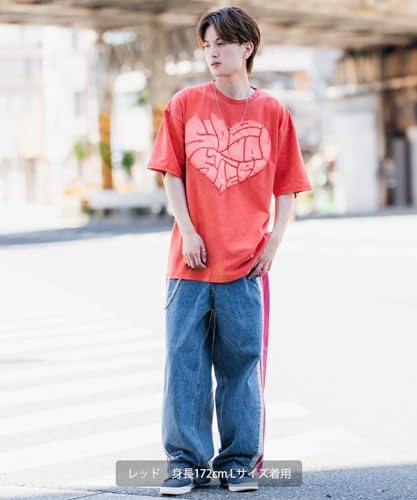 [VERBESSERT] [SEITENSTÄNDER] Drip Logo Herz Pigment Kurzarm-T-Shirt