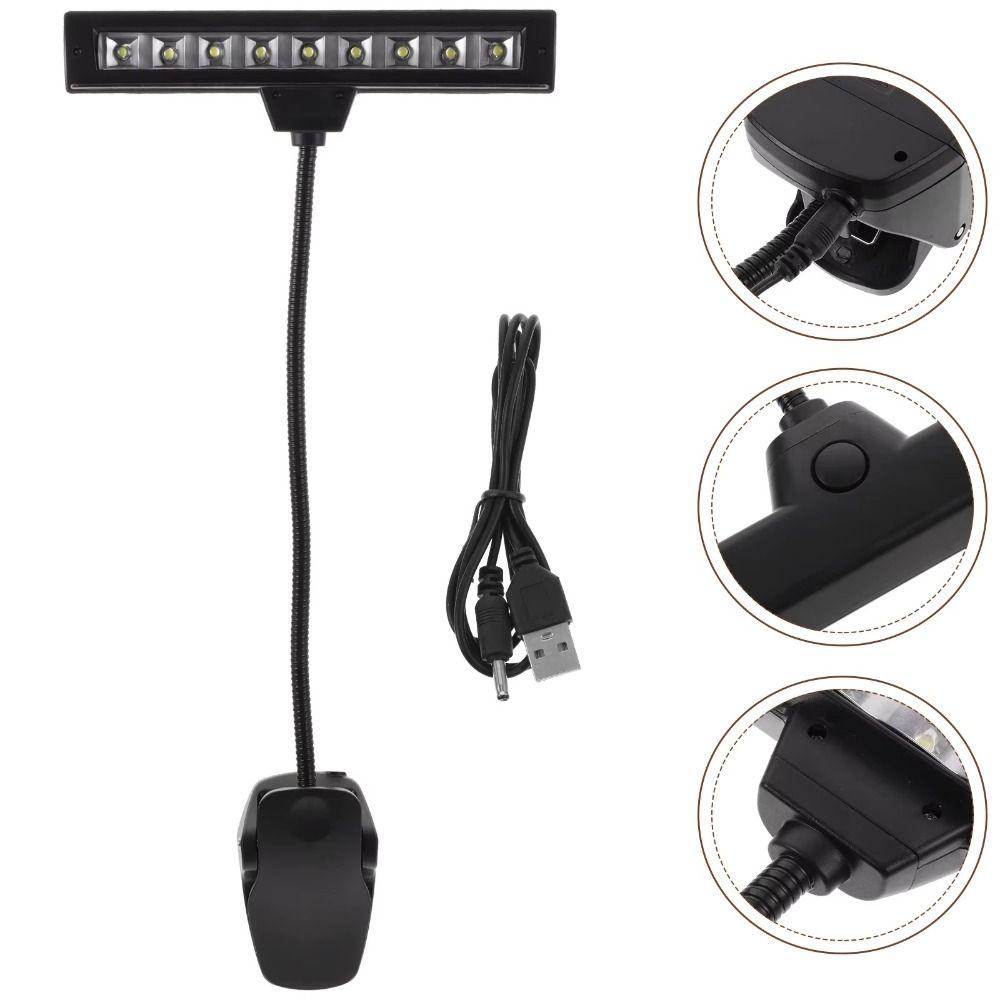 Black LED Clip Light USB Rechargeable Piano Lamp High Quality Bedroom Night Light Desktop