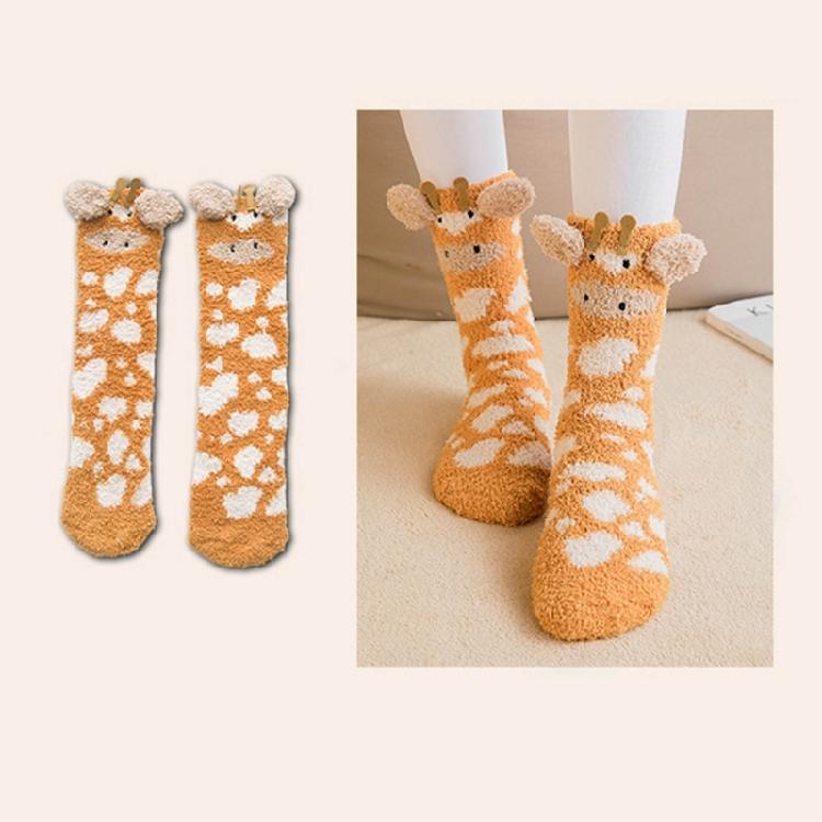 Womens Fuzzy Plush Slipper Socks Cute Animal Ears Home Warm Fleece Sleep Socks