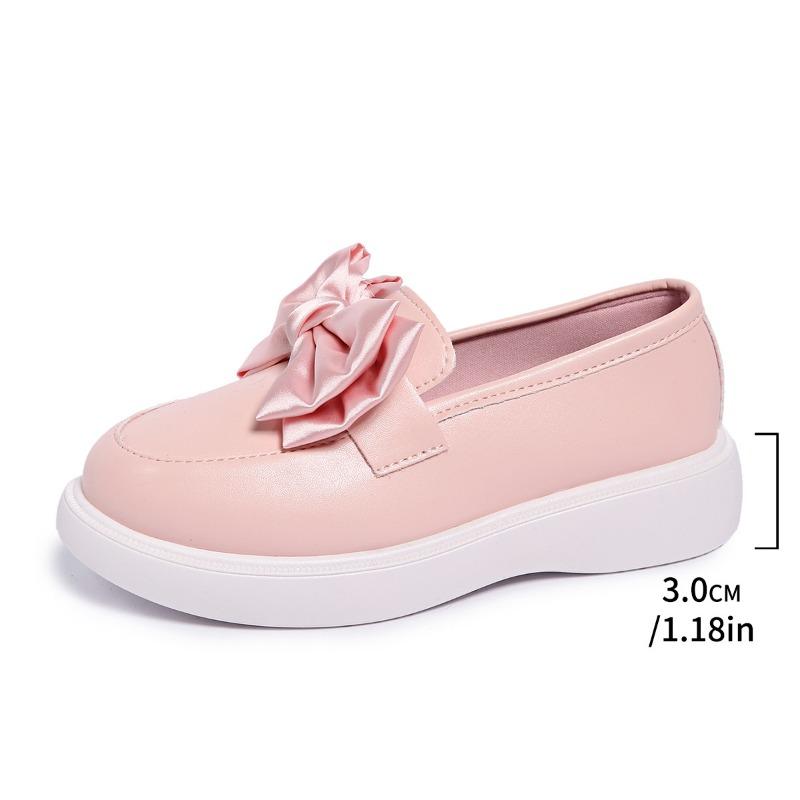 Summer New Solid Color Retro Small Leather Shoes Women's Large Size Platform College Bow