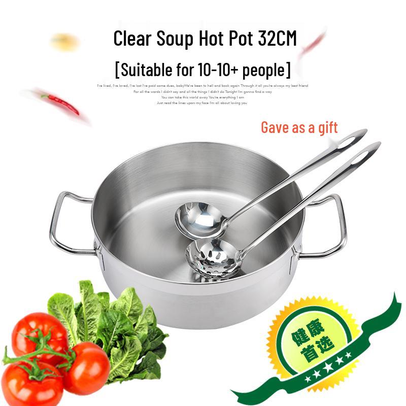 304 Stainless Steel Non-stick Soup Pot with Thickened Composite Bottom for Induction Cookers, Double Handles, Universal Hot Pot for Household Use.