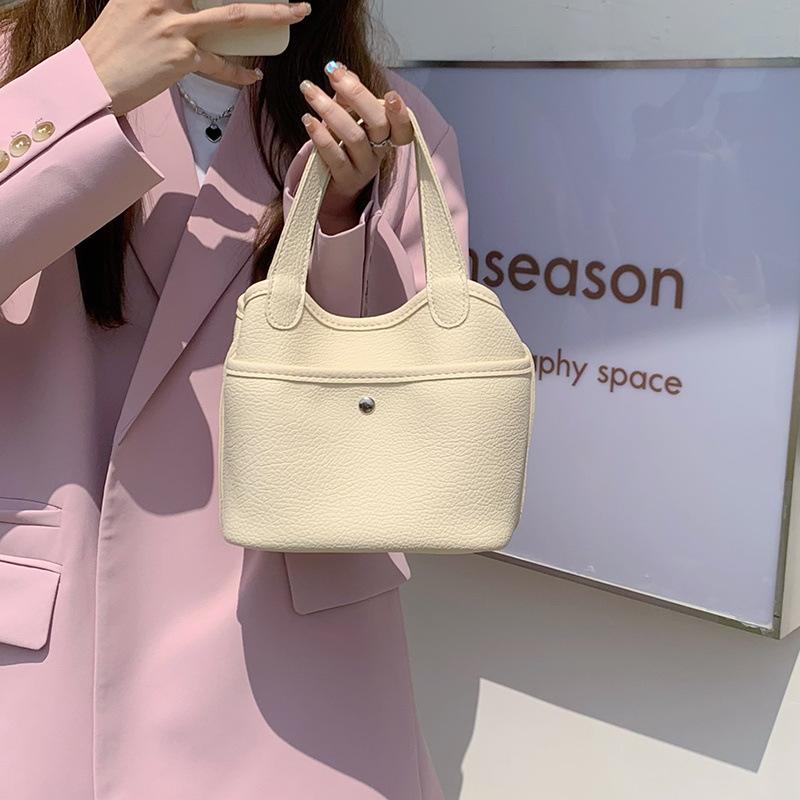2025 Korean Ins New Vegetable Basket Bag Handbag Simple Fashion Soft Leather Texture Messenger Bucket Bag Women