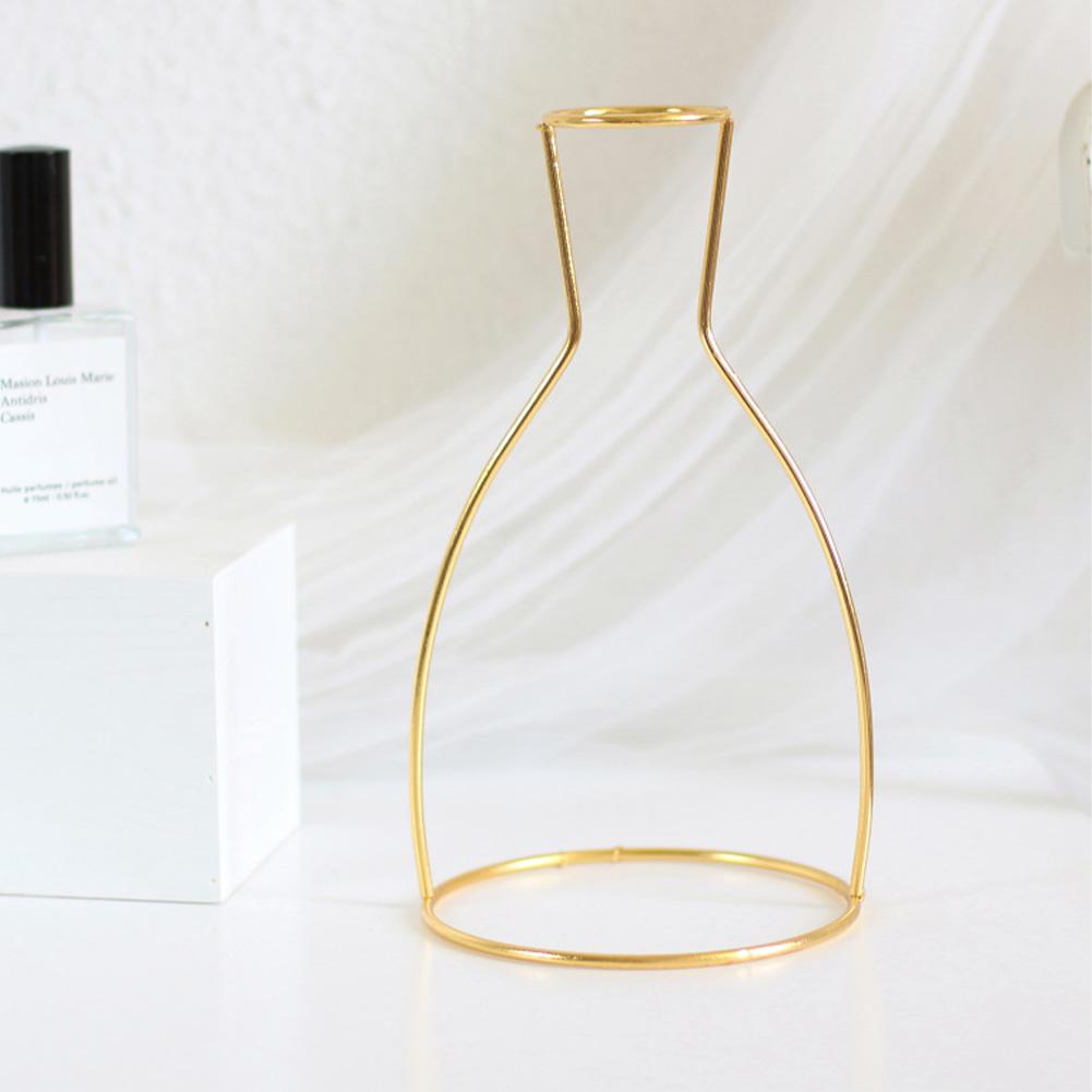 Neue nordische kreative Vase Home Decor Goldene Glasvase Hydrokulturpflanzenhalter Eisenlinie Blumen Ornament Home Gartendekoration