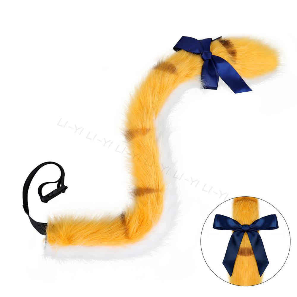 2Pcs/Set Furry Cosplay Tiger Ear Headgear Tiger Tail Halloween Party Hand-Made Cute Animal Ear Plush Tail Game Role Play