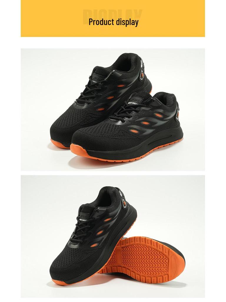 Men's Safety Shoes - Anti-Smash, Anti-Puncture, Durable Kevlar Midsole, Fly-Knit Mesh with Plastic Toe