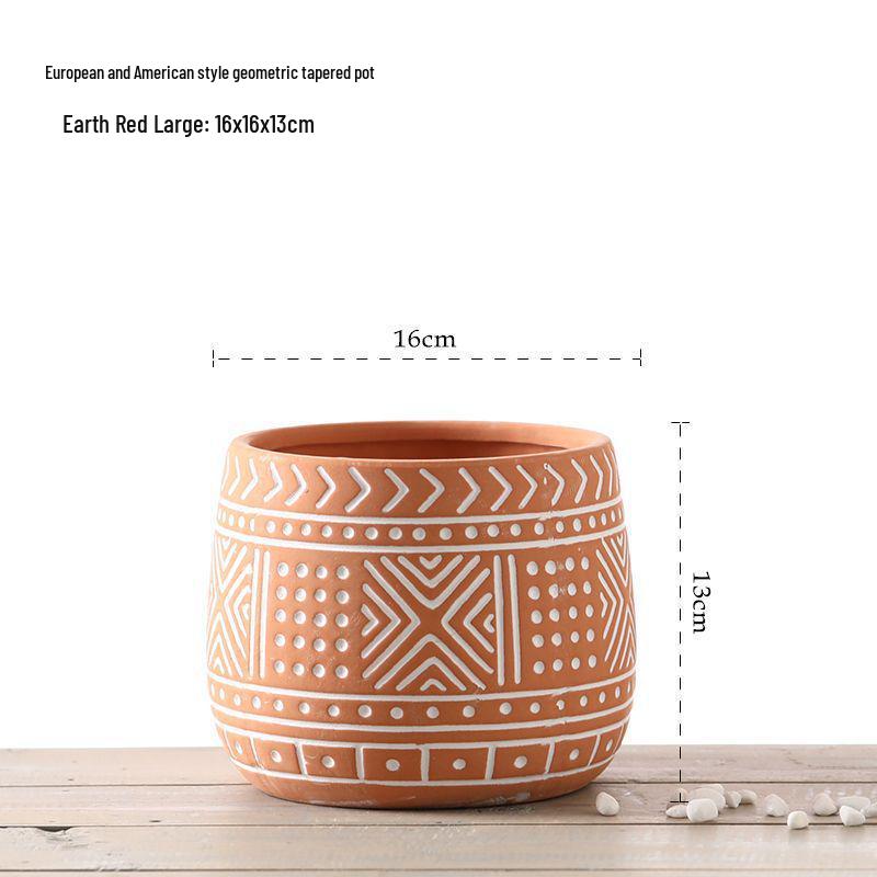 Red Clay Breathable Minimalist Terracotta Flower Pot with Feet for Succulents and Pothos - Round Design, Free Shipping
